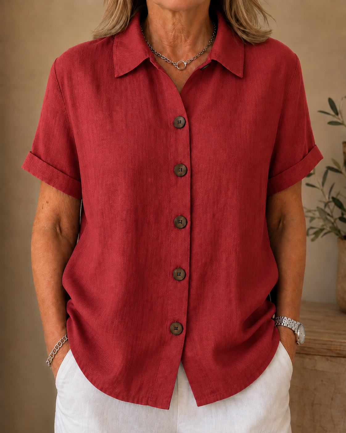 Elegant Button Front Blouse